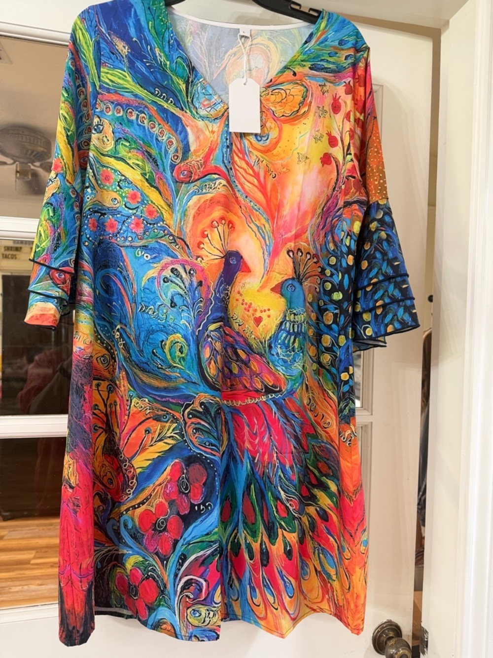 Made with Love. Peacock and butterfly dress.